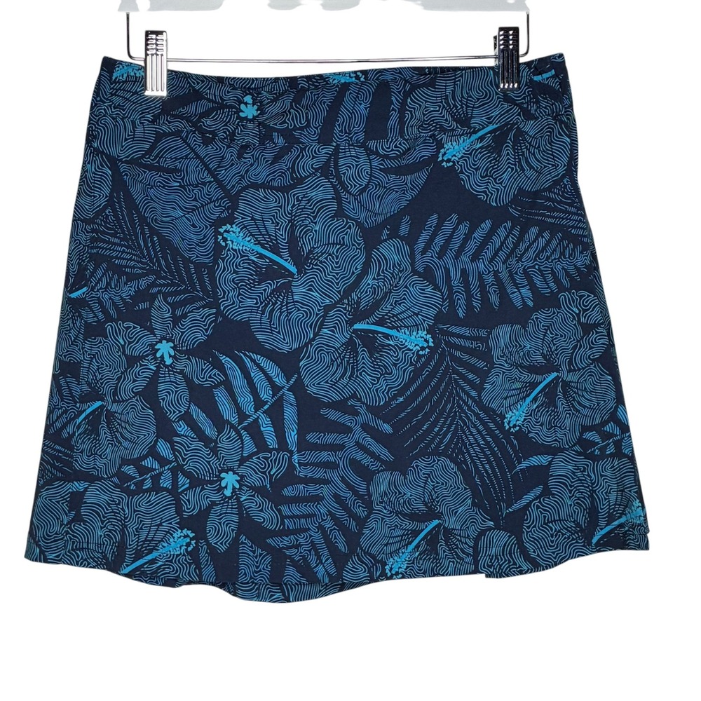 RipSkirt Hawaii Women Small Skort Blue Tropical Hibiscus Floral Active Mini